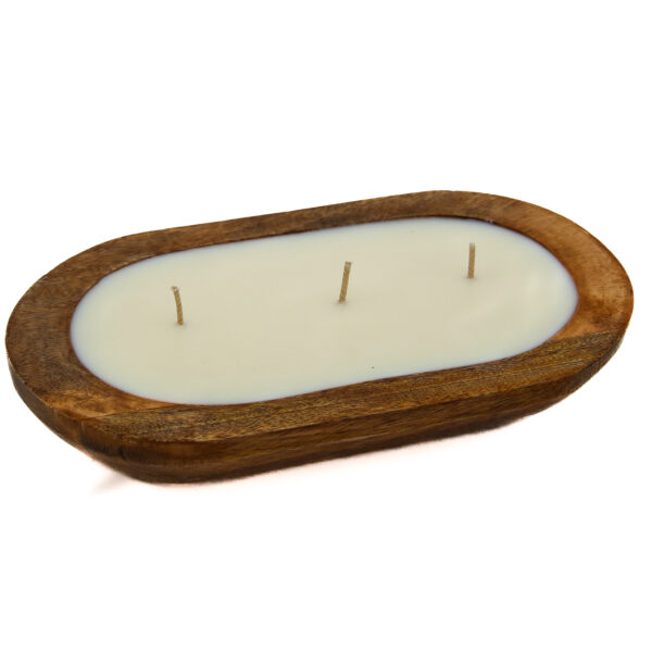10" Mango Wood Dough Bowl Candle – Hand Poured Soy & Essential Oils - Image 2