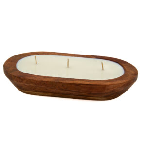 10" Mango Wood Dough Bowl Candle – Hand Poured Soy & Essential Oils