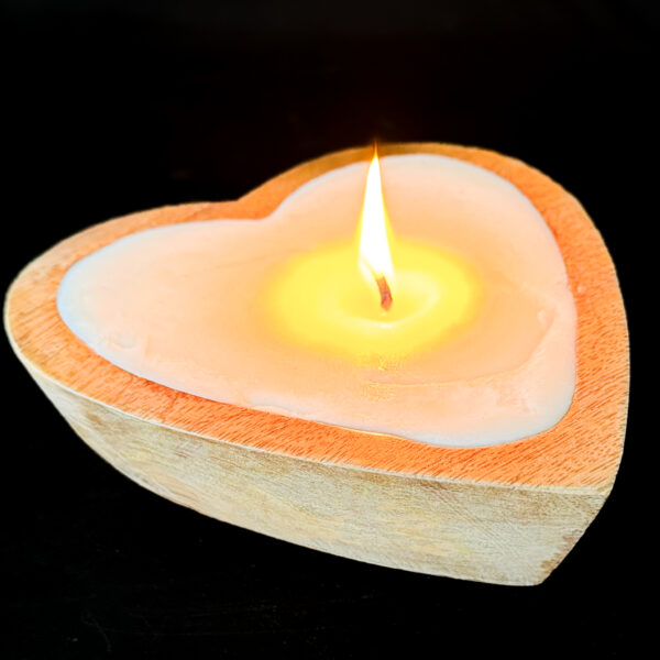 6.5" Mango Wood Sweet Heart Candle - Image 3