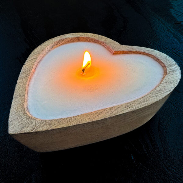 6.5" Mango Wood Sweet Heart Candle - Image 5