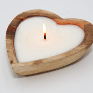 6.5" Mango Wood Sweet Heart Candle