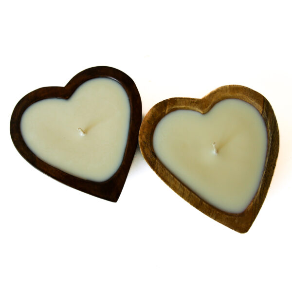 6.5" Mango Wood Sweet Heart Candle - Image 2