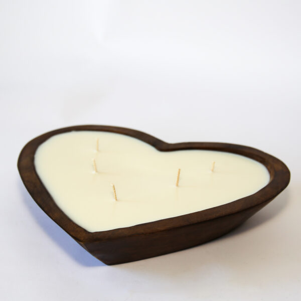 Mango Wood 12" Heart Candle - Image 2