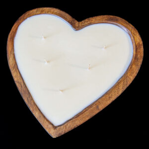 Mango Wood 12" Heart Candle
