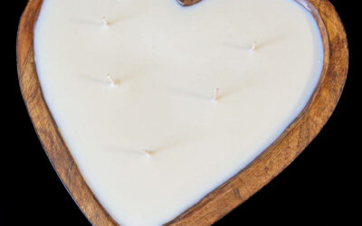 Mango Wood 12″ Heart Candle