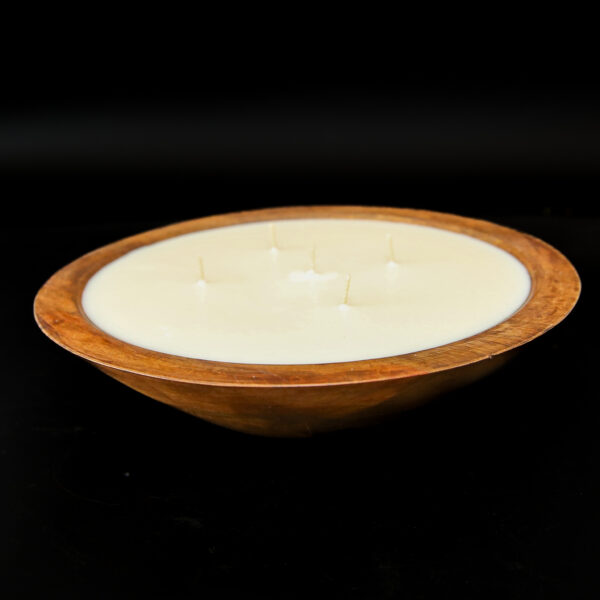 12" Mango Wood Bowl Candle – 5 Wick Soy Candle | Walnut or Natural Finish | - Image 3