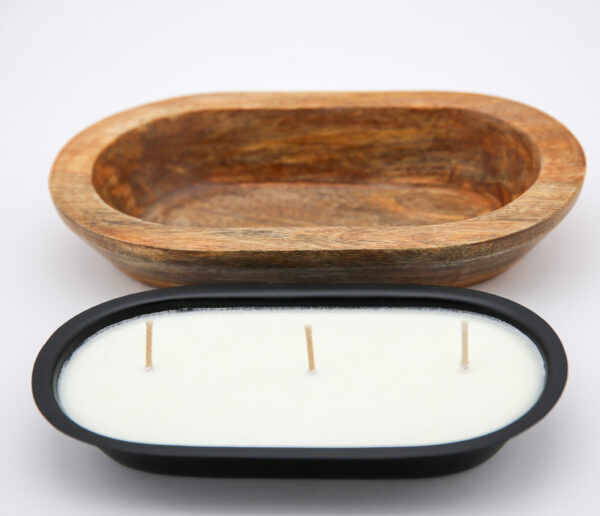 BEST SELLER - Mango Wood 10" Bowl with Black Metal Insert - Image 4