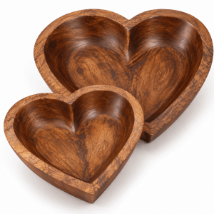 Heart-Shaped Mango Wood Food-Safe Bowl – 12" & 16"