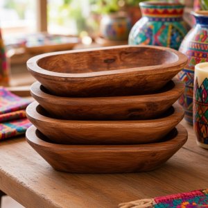 Petite Rustic Mango Wood Food-Safe Bowl – 10″DG