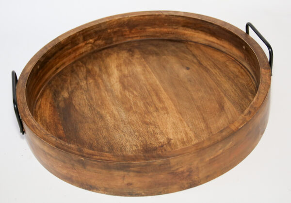 Set of 4 Round Mango Wood Trays – Food Safe, Natural & Walnut Finish (12"–24") - Image 15