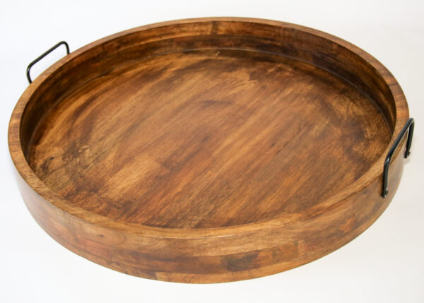 Set of 4 Round Mango Wood Trays – Food Safe, Natural & Walnut Finish (12"–24") - Image 14