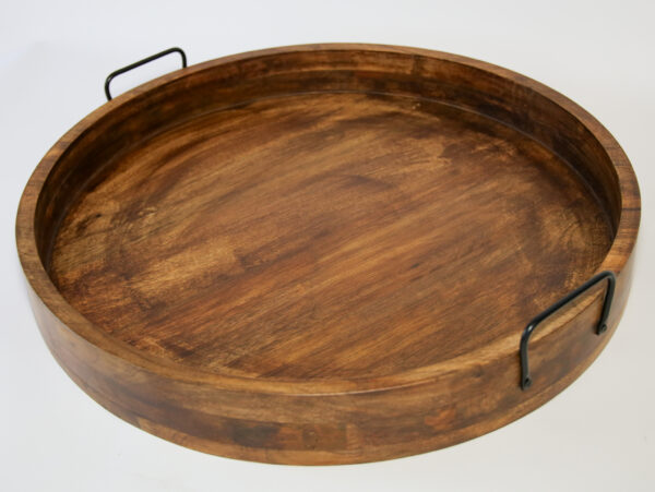 Set of 4 Round Mango Wood Trays – Food Safe, Natural & Walnut Finish (12"–24") - Image 13