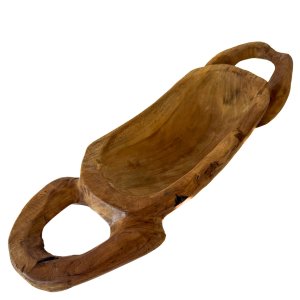 Teak Sculpted Handle Bowl - One-of-a-Kind Carved Form