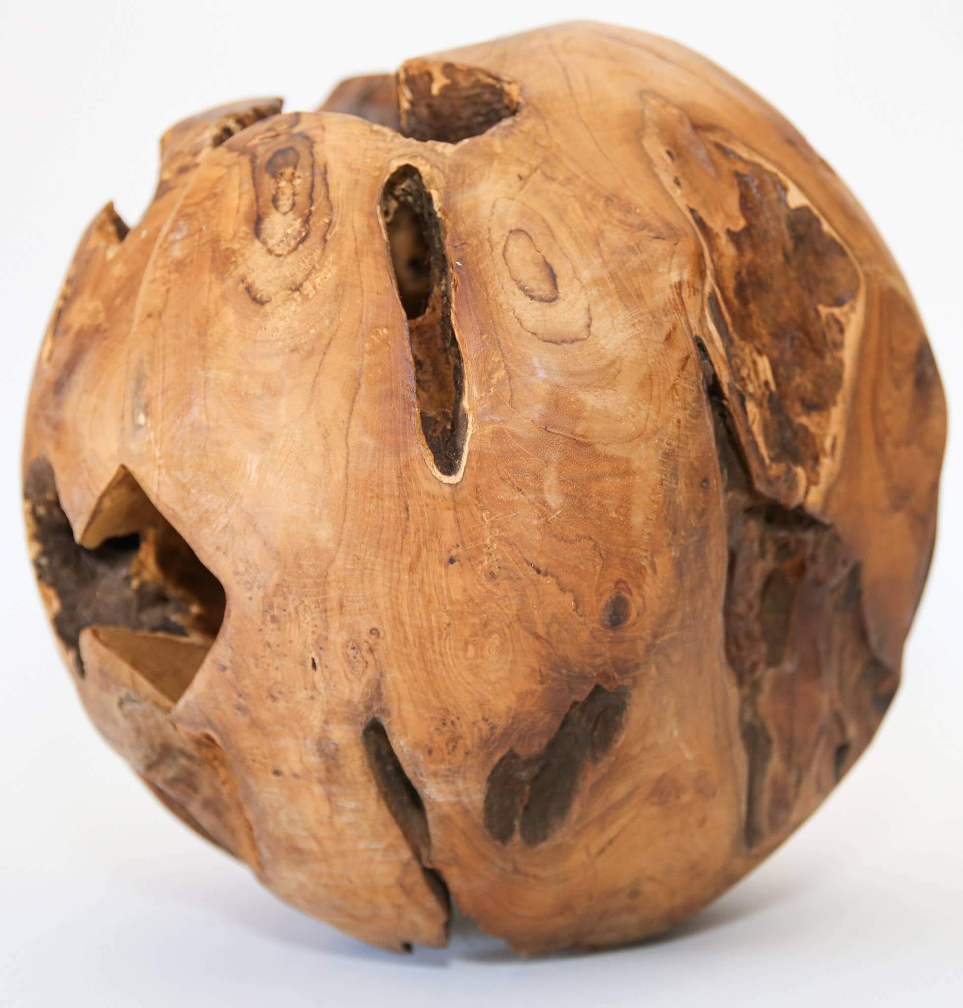 12" Teak Wood Sphere – Live Edge Accent - Image 2