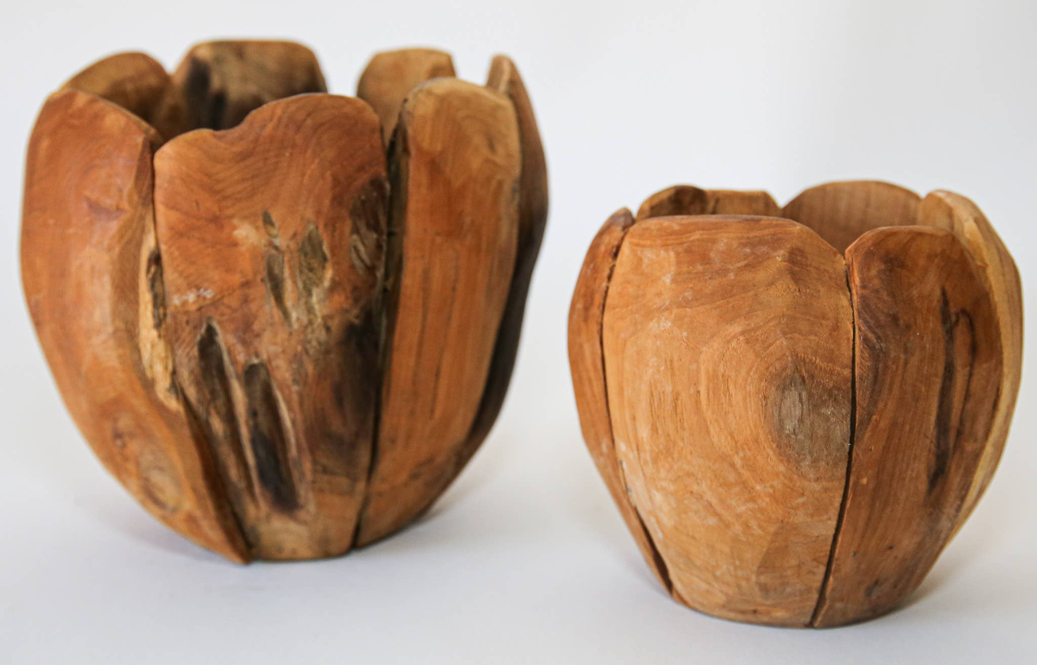 6" Lotus Teak Wood Planter - Image 4