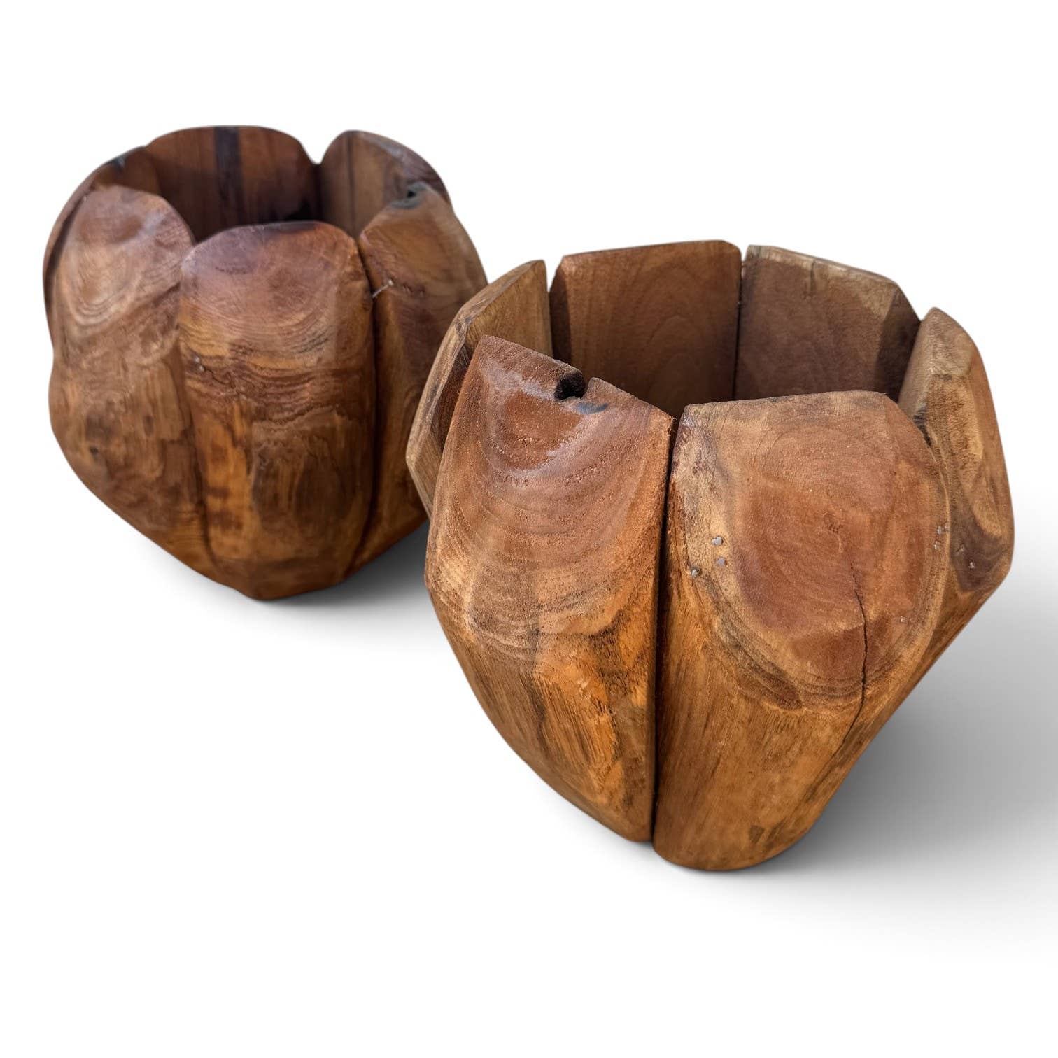 6" Lotus Teak Wood Planter - Image 8