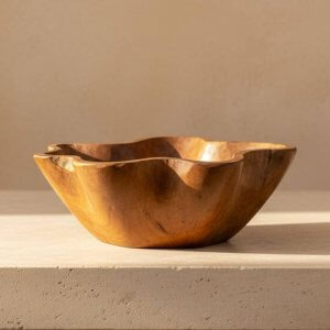 Sculpted Teak Bowl – Natural Live Edge
