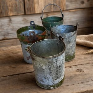 Authentic Small Vintage Metal Bucket – 9″