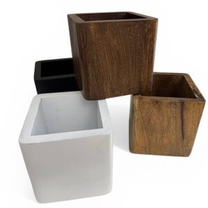 5" Mango Wood Cube Planter