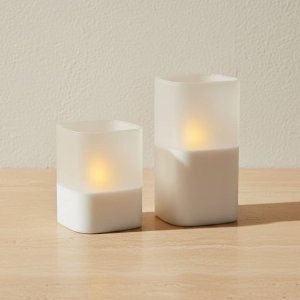 Real Wax Flameless Candle in Frosted Glass – Warm White LED