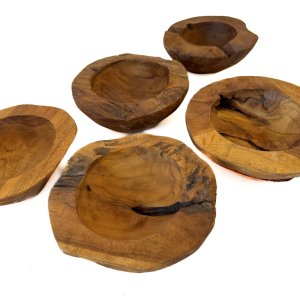8" Hand-Carved Teak Wood Bowl