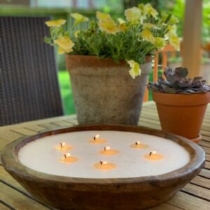 Round Wood Bowl Candle